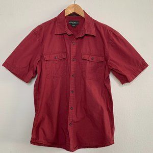 Eddie Bauer Burgundy Button Up Classic Fit Casual Shirt